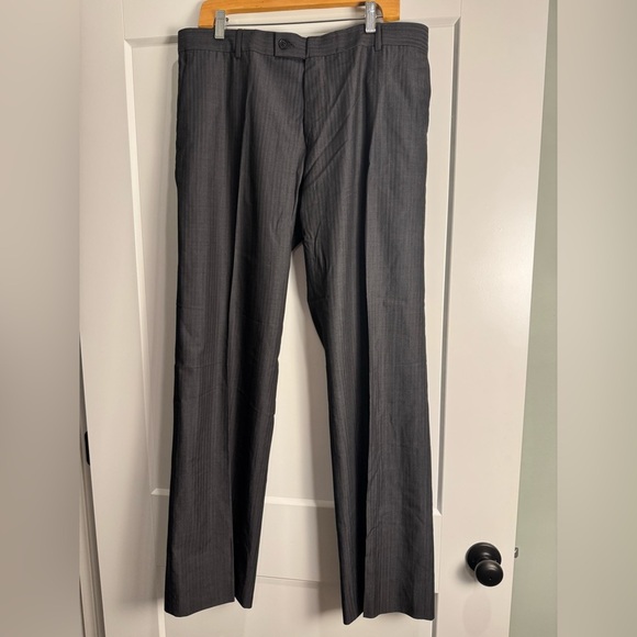 Hugo Boss Mens Ray Charles US Pants 36R gray stripe wool blend - Picture 2 of 11